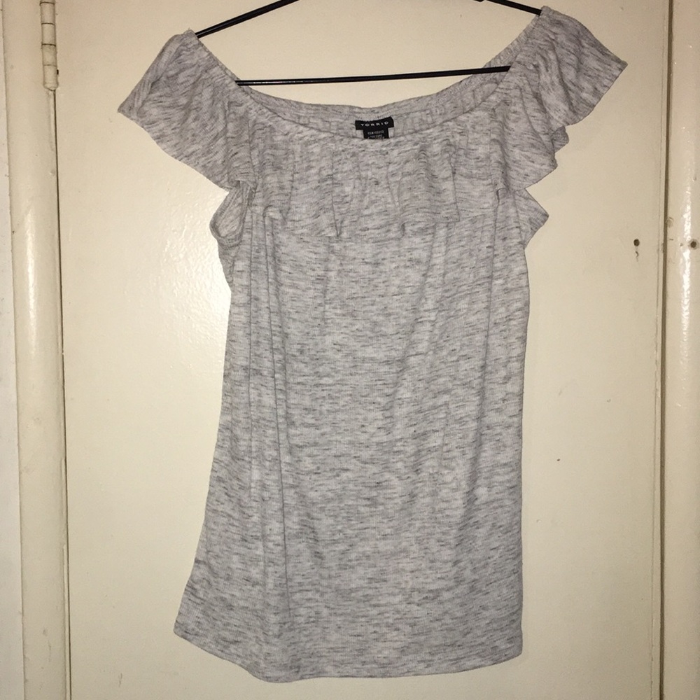 Torrid Size 0x Plus Light Gray Off The Shoulder
